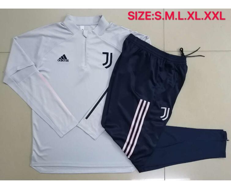 Juventus Light Grey Training Suits Sweatshirt with Pants 2020/21